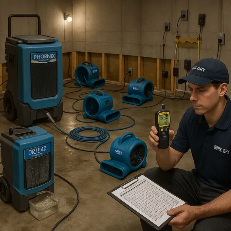 Structural Drying and Dehumidification process in Cotulla, TX